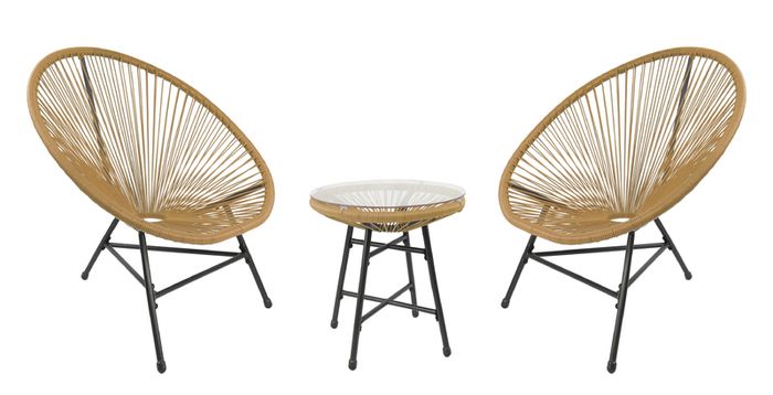 Bistro 3 Piece Egg Designer String Chair Indoor & Outdoor Garden Set