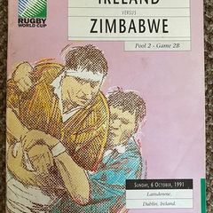 Very Rare 1991 Ireland v Zimbabwe - Rugby World Cup Pool 2 Programme