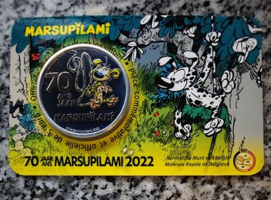 Belgium 5 Euro Base Metals Brilliant Uncirculated Coin 2022 - 70 years Marsupilami - Belgian Coincard Catalogue