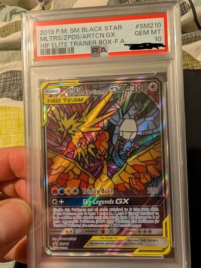 Pokemon PSA 10 Moltres Zapdos Articuno GX & Pikachu Crown Zenith