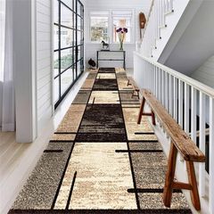 Rug Runner Hallway Kitchen Non-Slip Washable Brown and Grey 60 x 150 cm Vintage Sold by the Metre Carpet Runner Kitchen Runner Polyester Adjustable