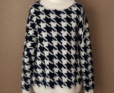 Primark Black & Cream Houndstooth Jumper, Size M