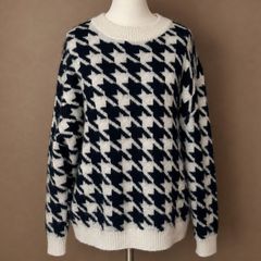 Primark Black & Cream Houndstooth Jumper, Size M