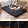 Japanese Floor Futon Mattress, Thicken Tatami Sleeping Pad Foldable Roll Up Dormitory Mat Pad Floor Lounger Pillow Bed (Double,Black) Image 5