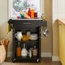 Kitchen Trolley Storage Cabinet with Wheels Multifunctional Sideboard Serving Trolley with Door and Drawer Stainless Steel Tray, Image 2