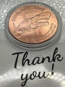 1avdp oz Fine 999 Copper Bullion Shark Round.(L)