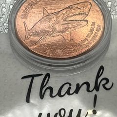 1avdp oz Fine 999 Copper Bullion Shark Round.(L)