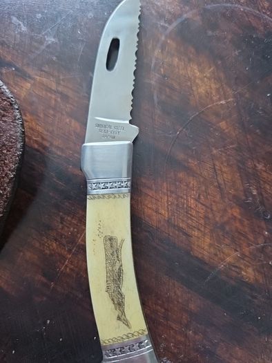 Myerchin Scrimshaw Rigging / Sailing Knife - Bone Handle - Unused + Leather Sheath