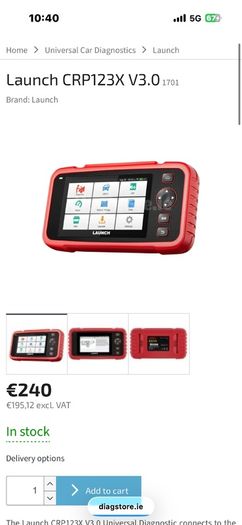 LAUNCH OBD2 Code Reader CRP123x V3.0 OBD2 Scanner, OBD2 Diagnostic Tool with 4 System ENG/ABS/SRS/AT Diagnosis, 7 Reset Throttle/Oil/SAS/DPF/ABS/Brake/BMS Auto, Lifetime Software Update