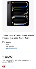 iPad Pro M5 13" Wifi + Cellular 256GB with box