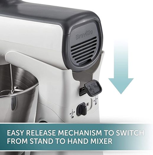 Classic Combo Stand and Hand Mixer | Electric Hand Whisk and Stand Food Mixer | 3.7 Litre Stainless Steel Bowl | Swivel Control, Whisk, Dough Hooks and Beaters (FREE POSTAGE)