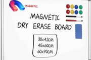 Magnetic Whiteboard, 45x60cm Dry Erase Board Aluminium Frame Wall Mounted White Board with Pen Tray and Accessories, Notices &amp; Reminders Board for Office &amp; Classroom (FREE POSTAGE)