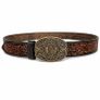 Unisex Genuine Leather Belt Vintage Embossed Design with Antique Buckle Casual & Formal Waist Belt Image 5