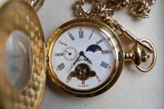 Mount Royal Half Hunter Gold Plated Sun and Moon Dial Pocket Watch (works perfectly)