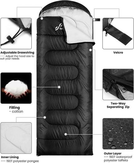 NEW SALE | Sleeping Bag Camping Sleep Bags: Sportneer Warm Sleeping Bags for Single Adults 3-4 Season Waterproof Lightweight Large Ultralight suit for Adult Man Fishing Travel Outdoor