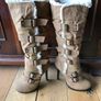 Pre-loved Long Beige Platform Stiletto Boots-Size 4 Image 2