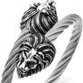 Cool Steel and Beyond Men's Elastic Adjustable Lion Head Bangle Bracelet Stainless Steel Twisted Cable Cuff Bracelet. Brand New! Free Postage! Image 3