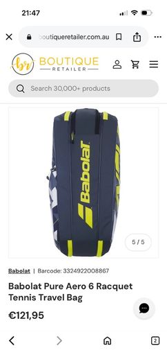 Babolat Pure Aero 6 Racquet Tennis Travel Bag