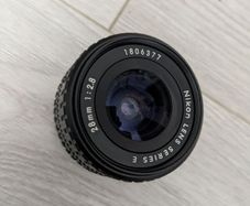 Nikon Series E 28mm f/2.8 manual focus wide-angle prime lenses.