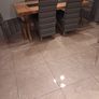 Oak dining table with black glass insert and 6 chairs Image 4