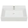 Basin with Faucet Hole Ceramic White 60.5x42.5x14.5 cm Image 3