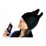 Beanie Hat With Built-in Headphones - Horned Ends, Black Image 6