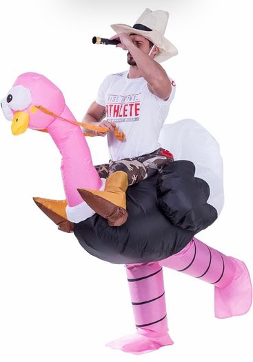Inflatable Costume Riding an Ostrich Air Blow-up Deluxe Halloween Costume - Adult Size (FREE POSTAGE)