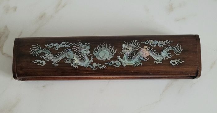 Vintage mother of pearl inlaid chopsticks box set