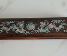 Vintage mother of pearl inlaid chopsticks box set