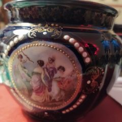 1905 - 1910 ,2 Cobalt blue porcelain pots from Alexandra Porcelain Works, Turn-Teplitz,Austria, from Ernest Wahliss