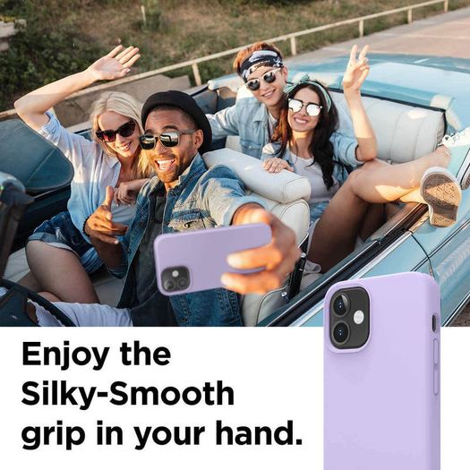 Liquid Silicone Case For iPhone 12 Mini Luxury Thin Soft Phone Cover New Lilac Purple - FHT4IP12MLK