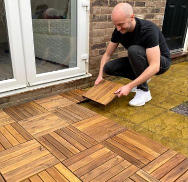 CLICK-DECK Hardwood Decking Tiles | Patio, Balcony, Concrete, Hot Tub Deck Tiles | 30x30cm Square