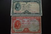 Two Lady Lavery Notes: 10 shillings (1965) &amp; 1 Pound (1966)