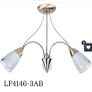 Semi-flush antique brass ceiling  light fitting with 3 frosted glass shades. Image 2