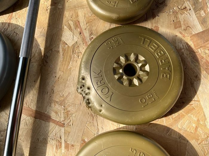York barbell with clips and weights