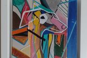 Original Painting of a Dog Framed Original Abstract Painting of Dog  Fauvist Art Figurative Art