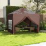 10x10ft Popup Gazebo Marquee Party Tent Pavilion Coffee with 4 Sides Image 2