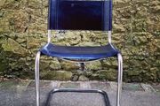 Mid-century "Fasem" cantilever leather &amp; chrome chair