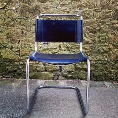 Mid-century "Fasem" cantilever leather & chrome chair