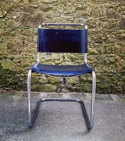 Mid-century "Fasem" cantilever leather & chrome chair