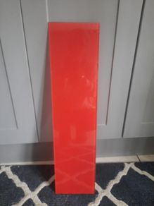 red glass shelf
