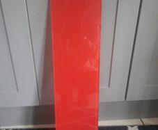 red glass shelf