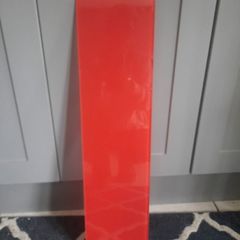 red glass shelf