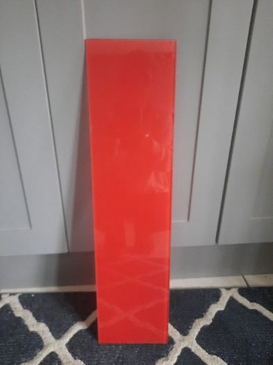 red glass shelf