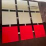 Unique Designer Vintage Bright Red and Mirrored Square Glass on a Welded Grid Frame Image 3