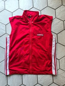 Adidas vest retro vintage Gilet red top adibreak shirt t-shirt poppers D7 Size L/XL the Brand