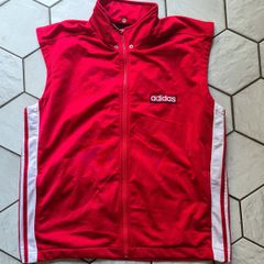 Adidas vest retro vintage Gilet red top adibreak shirt t-shirt poppers D7 Size L/XL the Brand