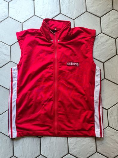 Adidas vest retro vintage Gilet red top adibreak shirt t-shirt poppers D7 Size L/XL the Brand