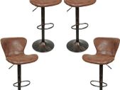 Set of 4 Bar Stools, Faux Leather Bar Chair, Vintage Bar Chair,