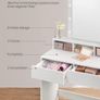 LED Dressing Table with Mirror and Bulbs Cosmetic Table with 2 Drawers and 3 Open Compartments Image 4